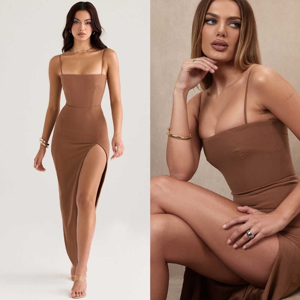 House of CB 'Jaida' Toast Corset Maxi Dress